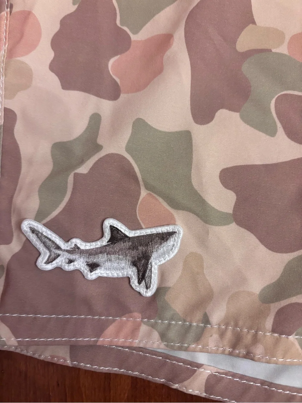 Birdwell Beach Britches Camo Board Shorts Shark Patch Men’s 34 USA